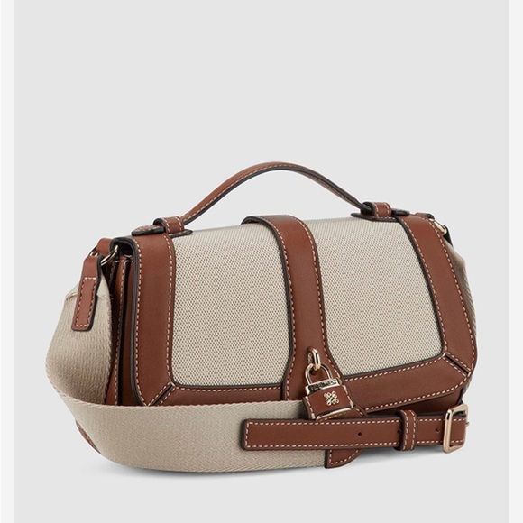 Nine West Brown and Cream Crossbody Bag with Adjustable Strap - Picture 1 of 13